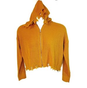 Cut out zip up crop hoodie